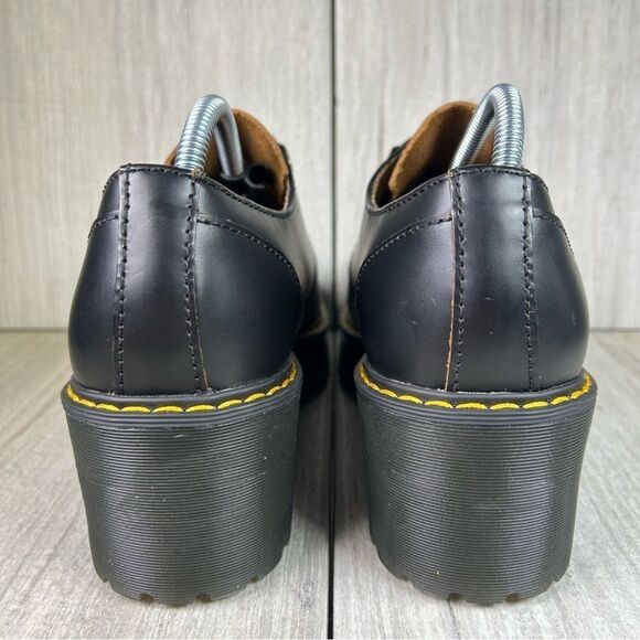 NEW Dr. Martens Docs Leona Lo Black Leather Heeled Platform Boots Womens Size 10 - Picture 8 of 10